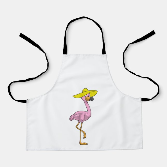 Delantal Flamingo en la playa con Gorra (Anverso)