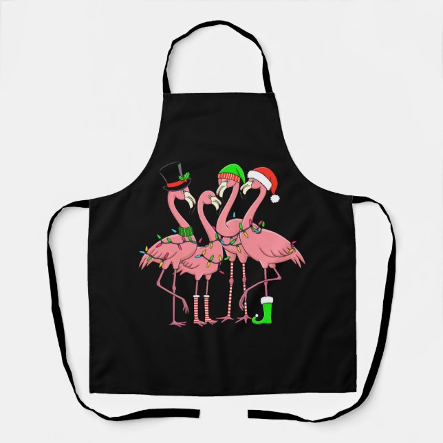 Delantal Flamingo Merry Christmas Funny Flamingo Lover Rega (Anverso)
