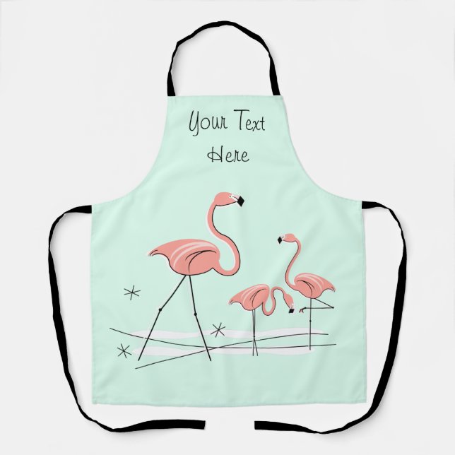 Delantal Flamingo Ocean Aqua Trio 2 Pista de texto (Anverso)