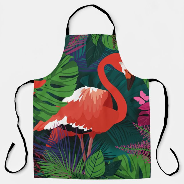 Delantal Flamingo rosa: Armonía de mariposa tropical. (Anverso)