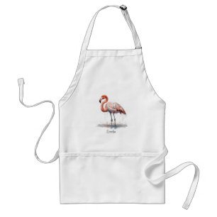 Delantal Flamingo rosa colorido, personalizable
