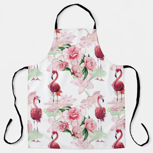 Delantal Flamingo rosa: Elegancia de patrón sin foco (Anverso)