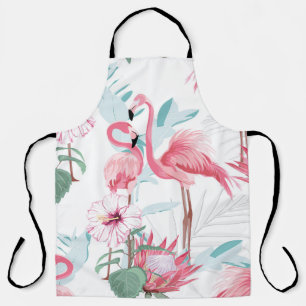 Delantal Flamingo Rosa: Flores Exóticas Sin Marea.