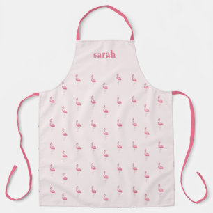 Delantal Flamingo rosa lindo nombre personalizado rosa