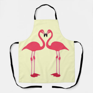Delantal Flamingo rosa-pájaros-corazón-amor