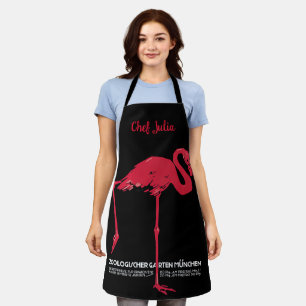 Delantal Flamingo rosado de pájaro vintage en el zoológico 