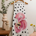 Delantal Flamingo y puntos de color rosa exótico moderno<br><div class="desc">Flamingo y puntos de color rosa exótico moderno</div>
