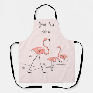 Delantal Flamingos Trío rosa 2 Mano de texto