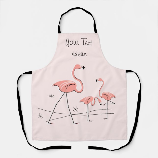 Delantal Flamingos Trío rosa 2 Mano de texto (Anverso)