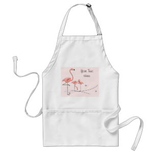 Delantal Flamingos Trío rosa 2 Mano de texto