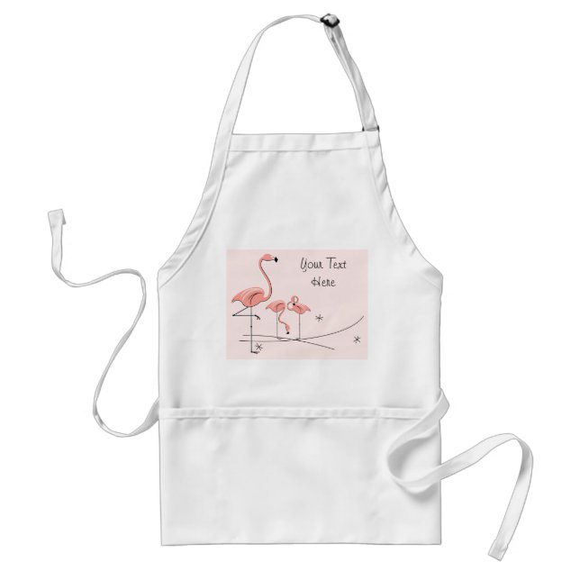 Delantal Flamingos Trío rosa 2 Mano de texto (Frente)