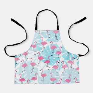 Delantal Flamingos y hojas de monstera gráciles