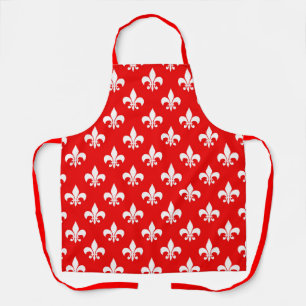 Delantal Fleur-de-lis blanco rojo