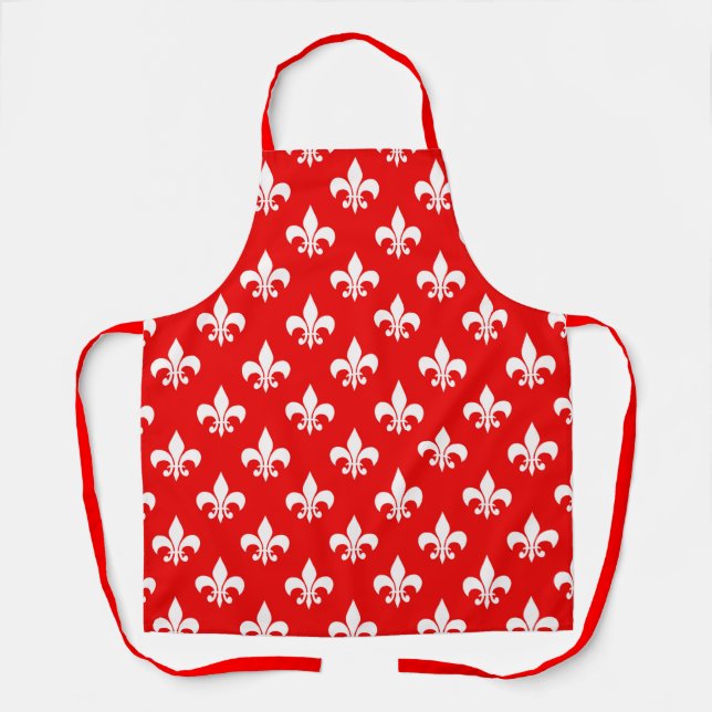 Delantal Fleur-de-lis blanco rojo (Anverso)