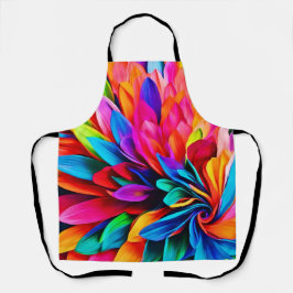 Delantal Flor abstracta vibrante arcoíris