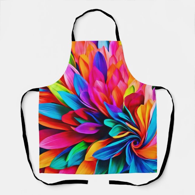 Delantal Flor abstracta vibrante arcoíris (Anverso)