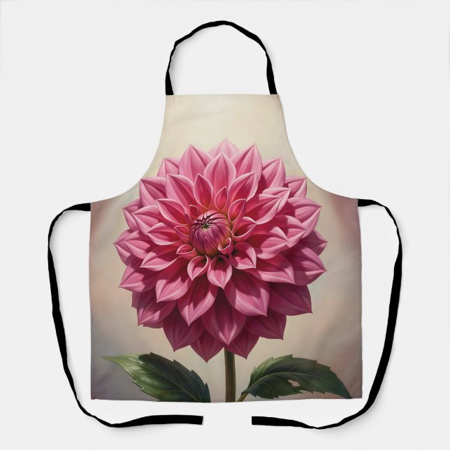 Delantal Flor Botánica de Dalia Rosa (Anverso)