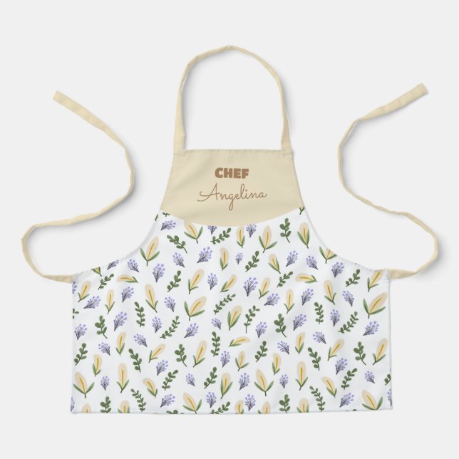 Delantal Flor de agua y lavanda (Anverso)