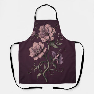 Delantal Flor de Anémona Morada Botanical Oscura 
