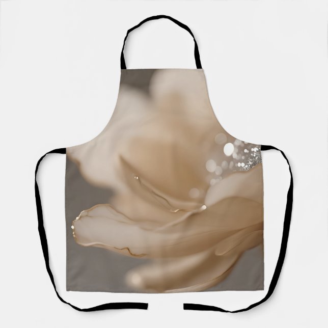Delantal Flor de Beige Elegante en Primer Plano (Anverso)