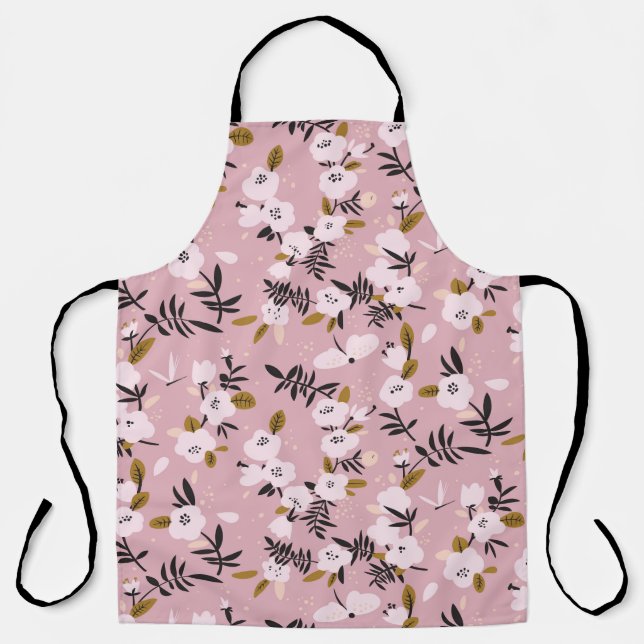 Delantal Flor de cerezo de primavera tensa en rosa  (Anverso)