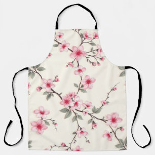 Delantal Flor de cerezo rosa Sakura patrón floral primavera