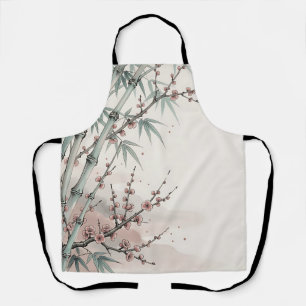 Delantal Flor de ciruelo de bambú japonés en tinta