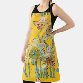 Delantal Flor de color de agua Daffodil Apron amarillo flor