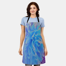 Delantal Flor de Dahlia decorativa azul elegante