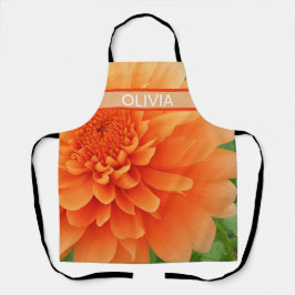 Delantal Flor de dalia naranja de cerca Floral 
