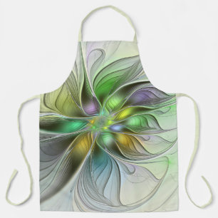 Delantal Flor de fantasía colorida Resumen moderno Fractal