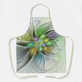 Delantal Flor de fantasía colorida Resumen moderno Fractal