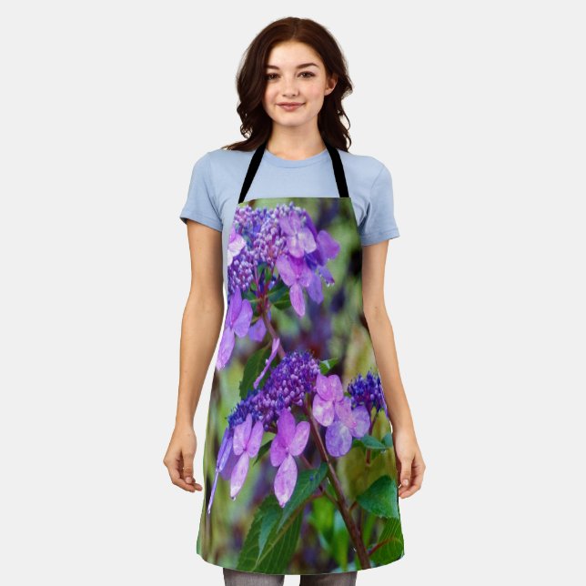 Delantal Flor de hidrangea morada y grita (Gastado)