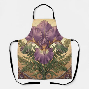 Delantal Flor de Iris Morado Art Nouveau Marco Ornate