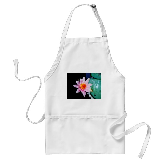 Delantal Flor de lirio de agua rosada y naranja caliente (Frente)