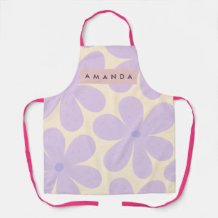 Delantal Flor de Margarita de Lavanda Suave Personalizada