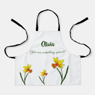 Delantal Flor de nacimiento de marzo Acuarela Daffodil Apro