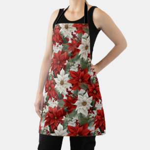 Delantal Flor de Nochebuena de Navidad – Diseño Floral de V