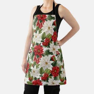 Delantal Flor de Nochebuena de Navidad – Diseño Floral de V
