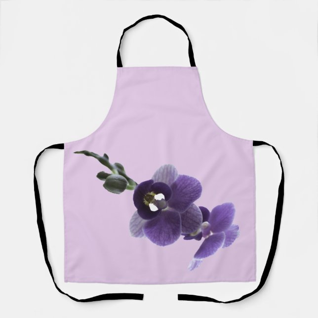 Delantal Flor de orquídea púrpura, imprenta completa (Anverso)
