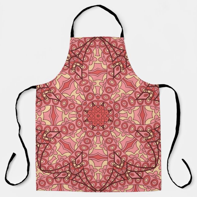 Delantal Flor De Resumen Étnico, Mandalas Seamless. (Anverso)