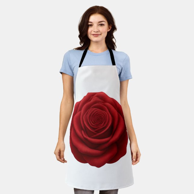 Delantal - Flor de Rosa Roja (Gastado)