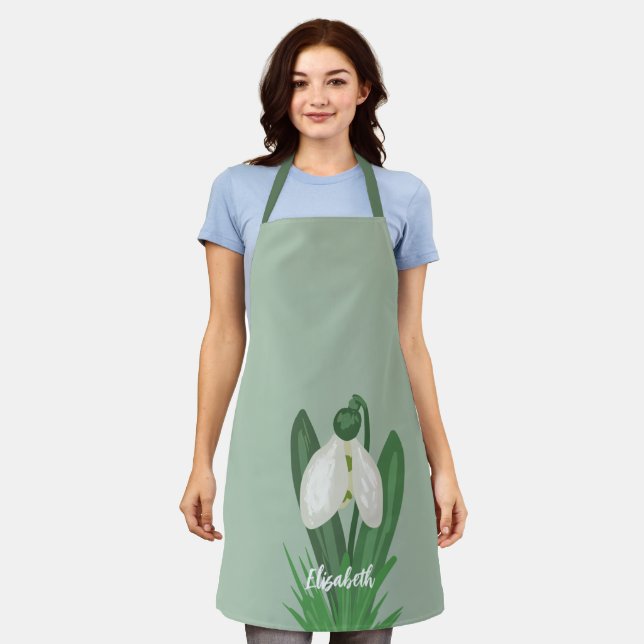 Delantal Flor delicada de Galanthus de primavera  (Gastado)