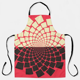 Delantal Flor estilizada: marfil rojo negro