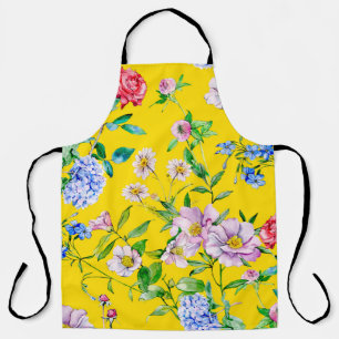 Delantal Flor jardín acuarela patrón de ilustracion
