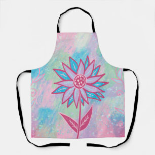 Delantal Flor Pastel dibujada a mano