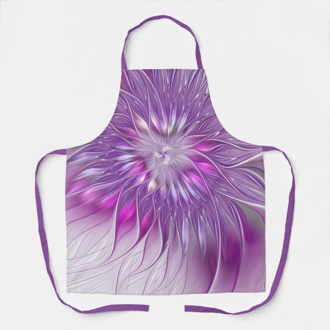 Delantal Flor Púrpura Rosa Pasión Resumen Arte Fractal (Anverso)