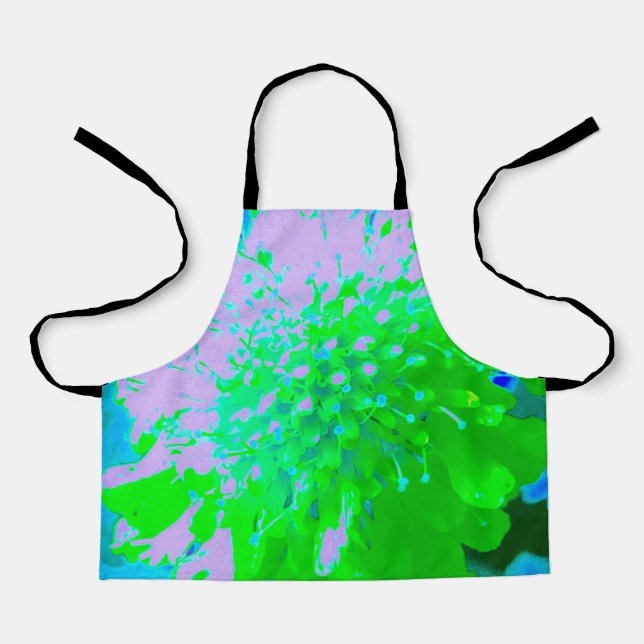 Delantal Flor retro abstracta en lavanda y verde limón (Anverso)
