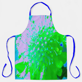 Delantal Flor retro abstracta en lavanda y verde limón