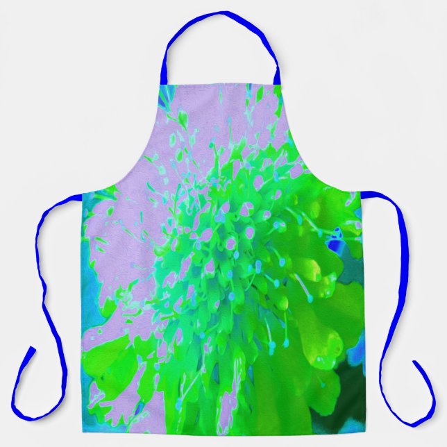 Delantal Flor retro abstracta en lavanda y verde limón (Anverso)